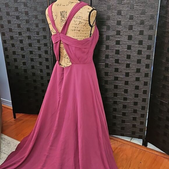 Azazie Women's Purple Maxi Gown Size A10 - Picture 7 of 14